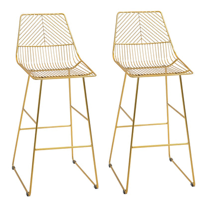 Set of 2 high stools with Gold Metal Footrests