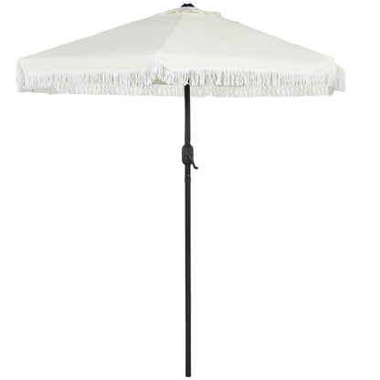 Outsunny garden umbrella 2.3x2.2m inclinable with central pole and crank, cream - Borgè