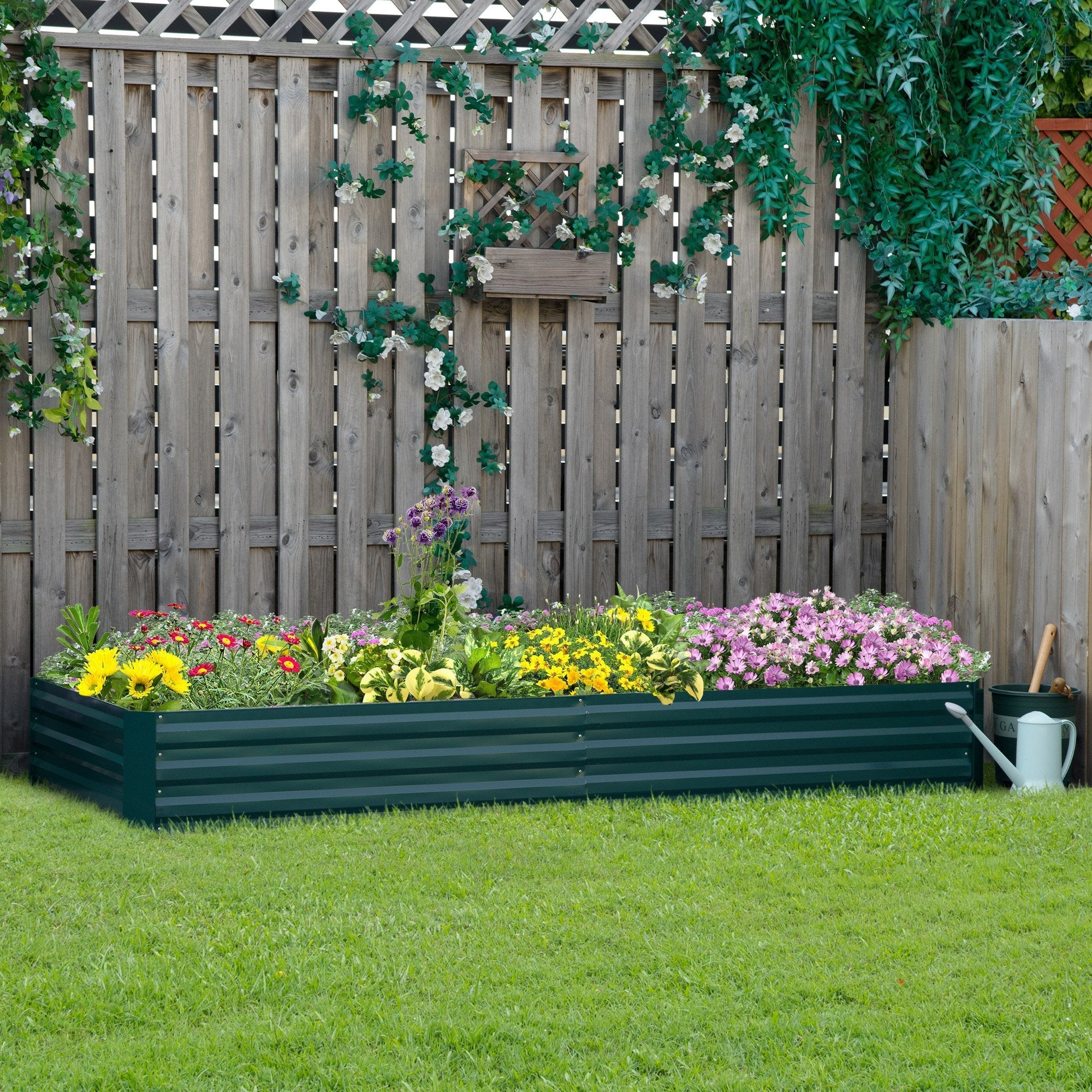 Outdoor Metal Raised Garden Bed, Plant Stand for Flowers and Herbs, 241x90.5x30cm - Borge' Group Limited
