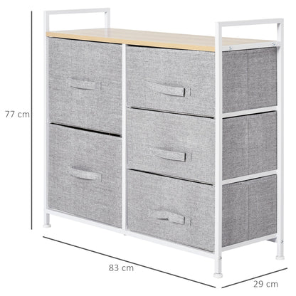 chest of drawers with 5 folding and removable drawers in Grey fabric - Borgè