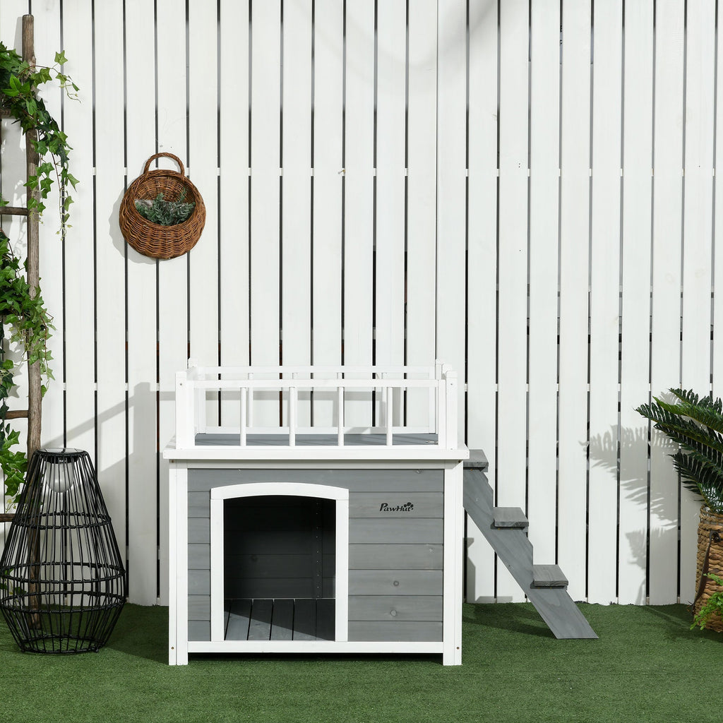 PAWHUT CASETTE FOR DOG WITH THE SCALETTA terrace and window 121x77x78cm Light Grey - Borgè
