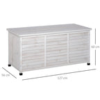 Fir Wood Storage Bench, Outdoor Chest with Non-Slip Feet 127x56x60cm, White - Borge' Group Limited