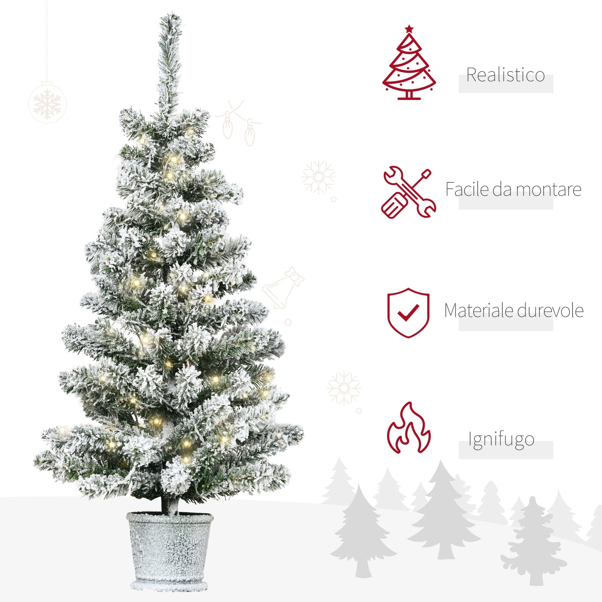 Christmas Tree with LED Lights with Removable Base | 90cm - Borgè