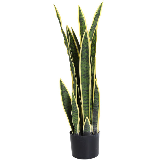 Outsunny sanseveria artificial outdoor and interior plant with green and yellow realistic decorative vase ф15cm x 80cm - Borgè