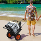 SPORTNOW Folding beach trolley with mesh pocket, telescopic handle and easel, 82x67x81 cm - Borgè