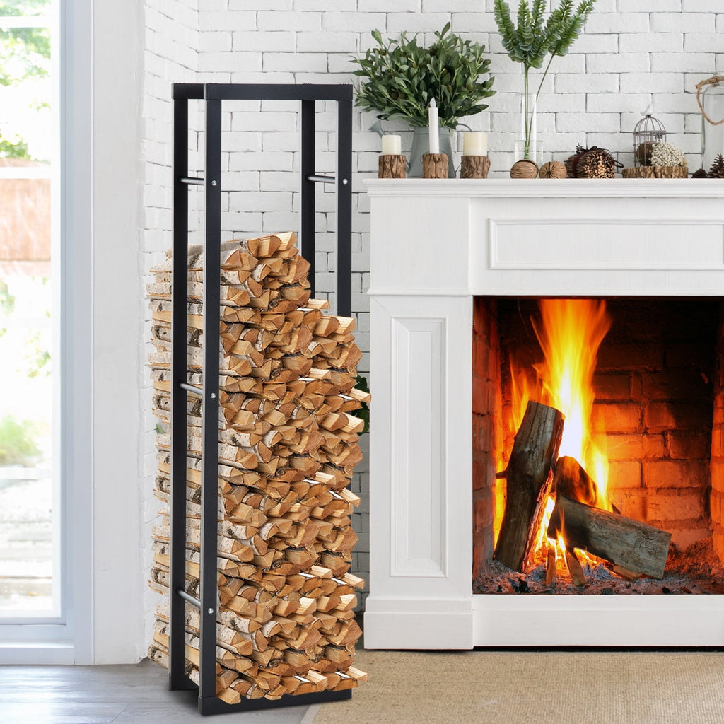 shelf porta vertical wood for black iron interior, 40x25x150cm - Borgè