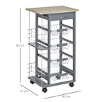 kitchen trolley in dark Grey with 1 drawer and 4 metal baskets - Borgè