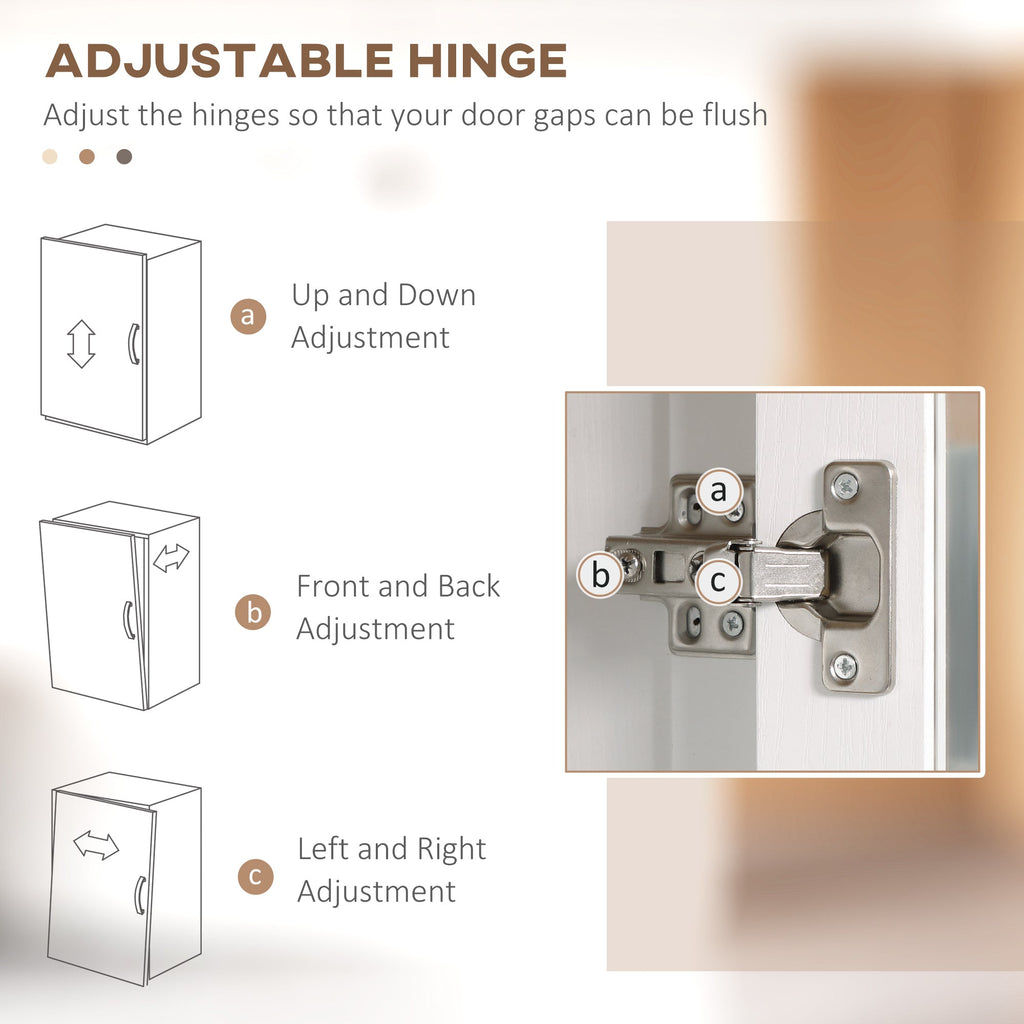 Modern Care of 2 Doors with adjustable shelves in wood and glass, 76x36x160cm, white - Borgè