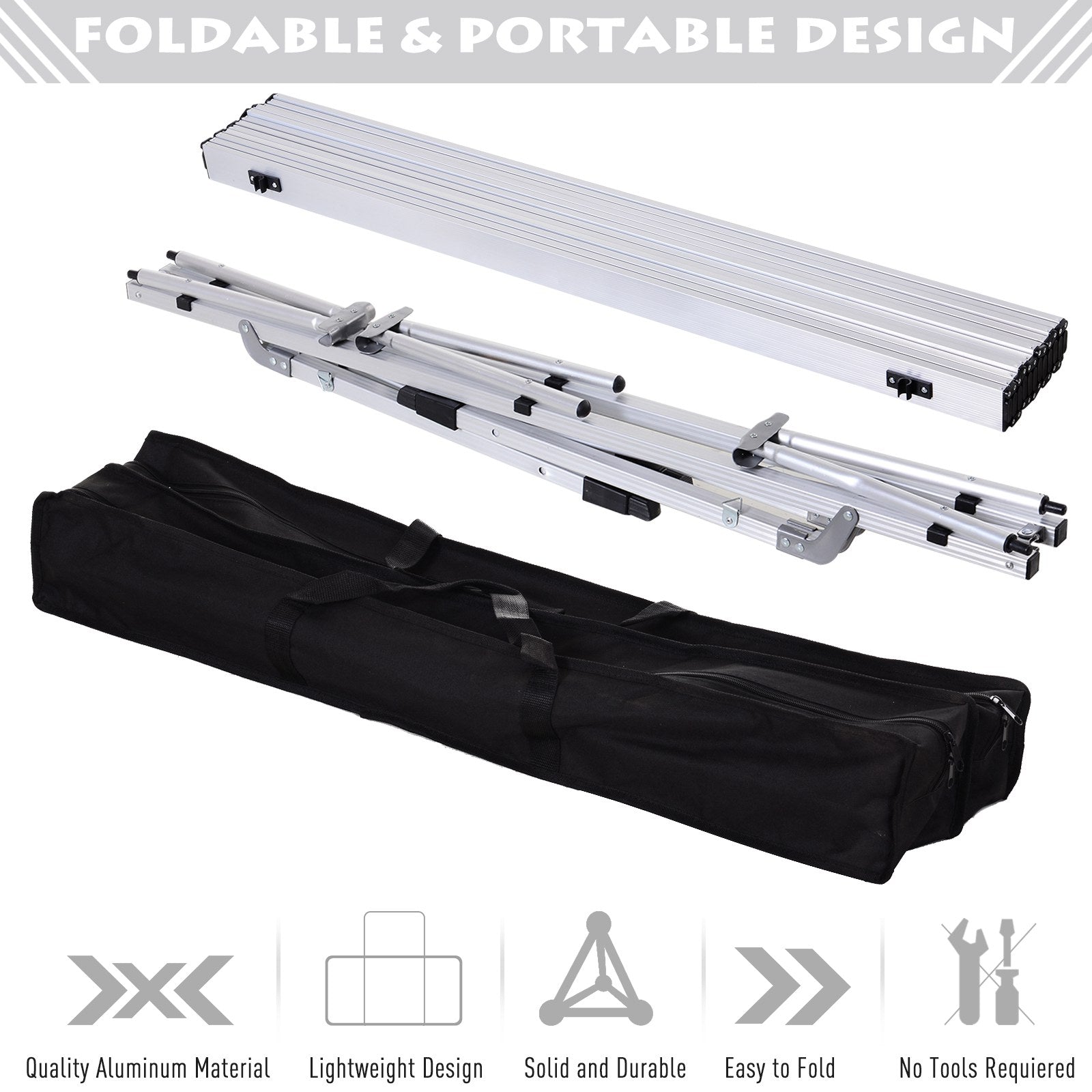 Outsunny Multifunction Folding Camping Table Aluminum with adjustable case and height supports up to 40 kg - Borgè