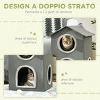 Two Level Cat House with Washable Cushions 3 Entrances, 42x46x59.5 cm, Grey - Borge' Group Limited