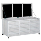 Fir Wood Storage Bench, Outdoor Chest with Non-Slip Feet 127x56x60cm, White - Borge' Group Limited