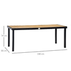 8-Person Aluminum Garden Table, Plastic Outdoor Table for Terrace and Balcony, Black and Wood Color - Borge' Group Limited