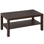 Homcom classic rectangular lounge table with wooden storage shelf 90 Ã— 45 Ã— 44.5cm - Borgè