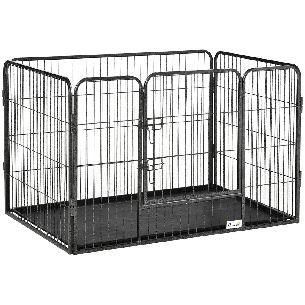 Metal Dog Kennel with Door and Bottom Tray, 109x74x71cm, Grey - Borge' Group Limited