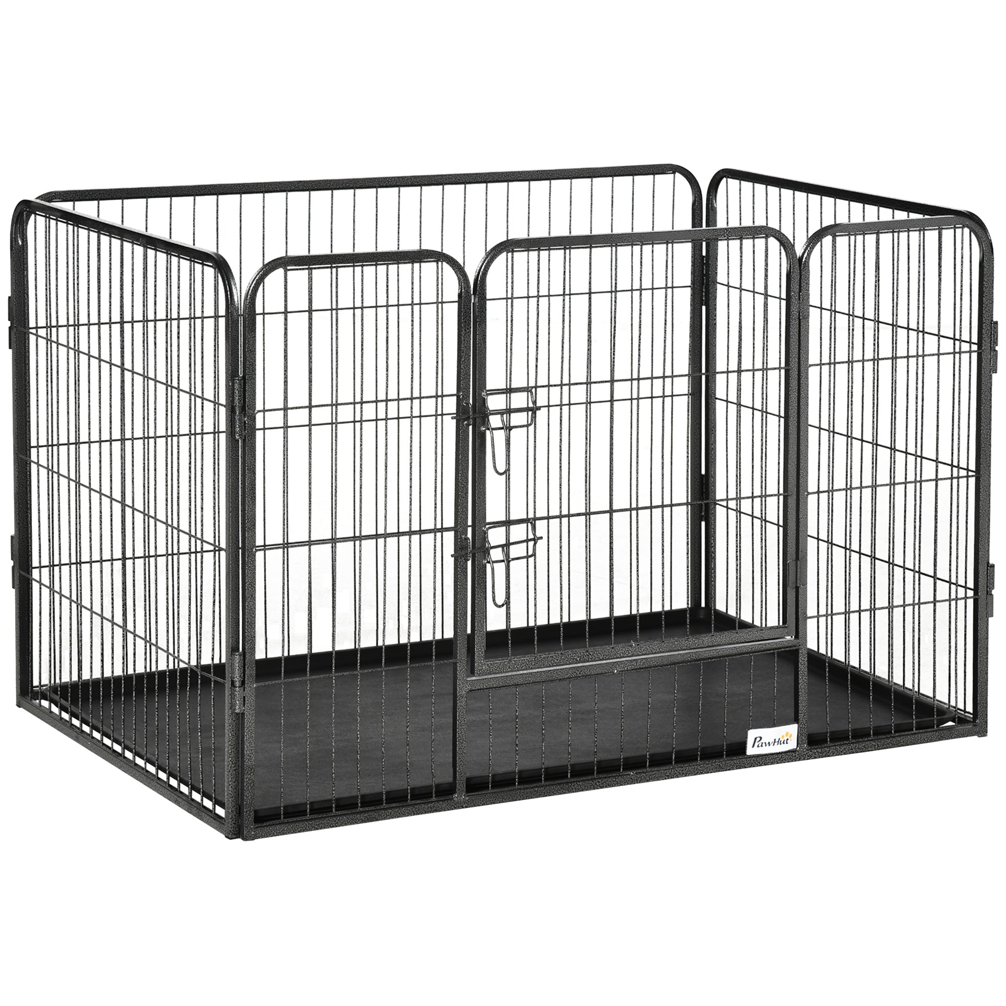 Metal Dog Kennel with Door and Bottom Tray, 109x74x71cm, Grey - Borge' Group Limited