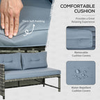 Garden Lounge Set with Sofa, Chaise Longue and Coffee Table in PE Rattan with Cushions, Grey - Borge' Group Limited