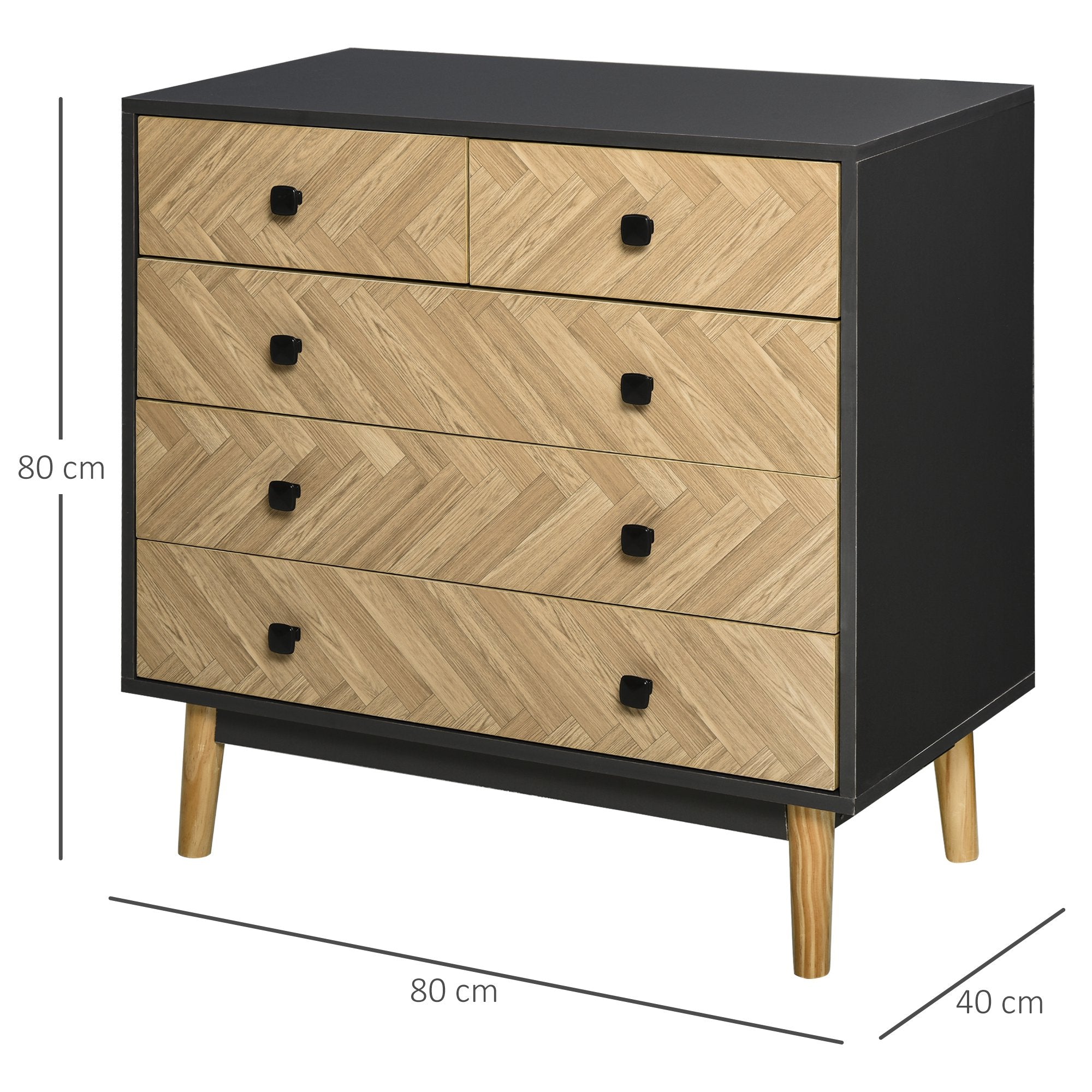 Bedroom chest of drawers with 5 drawers in industrial vintage style - Borgè