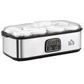 Electric Yogurt Maker with 8 Jars Included, Timer 1-48 Hours and Adjustable Temperature 20-50°C, 36x18.8x14cm, Silver - Borgè