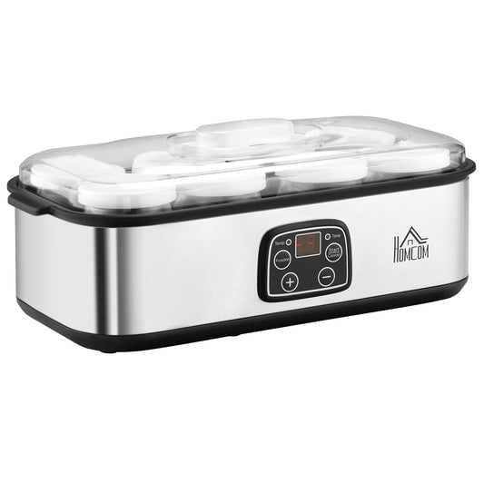Electric Yogurters 30W with 8 jars included and adjustable temperature 20-55 ° C - Silver