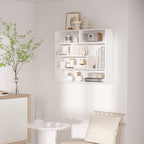 Homonda Modern Wooden Wall Library at 4 levels, 94x19.5x80cm, White - Borgè