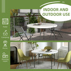 Outsunny folding table for garden and camping, in steel and HDPE, Ã˜122x73 cm, gray and white - Borgè