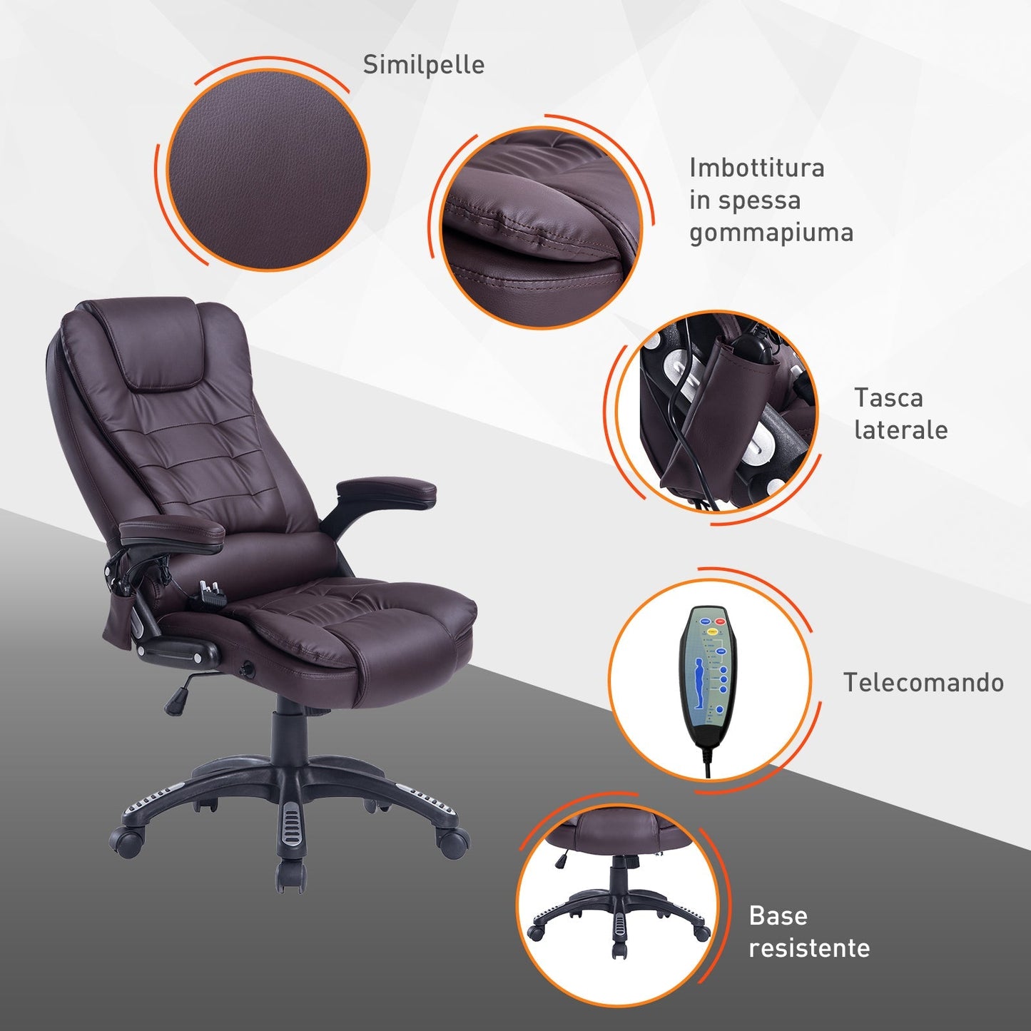 Armchair Massemending office chair with heating 62x68 x111-121cm - Borgè