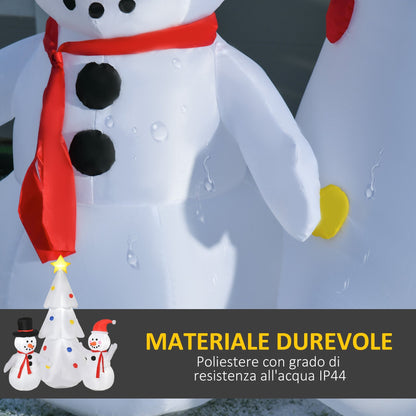 Inflatable Christmas tree with snowman Christmas decoration with led lights for garden and home - multicolor - Borgè