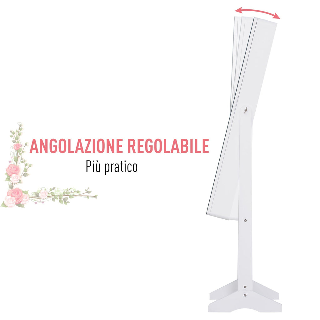 Wardrobe Wardrobe and Trucchi with mirror and LED lighting, white, 30x146x36cm - Borgè