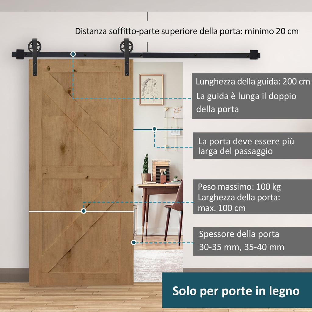 set binary accessories for sliding door in steel, black - Borgè