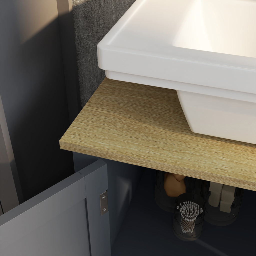 Bathroom Grey Sink Vanity with 2 doors in MDF and adjustable internal shelf | 60x30x60 cm - Borgè