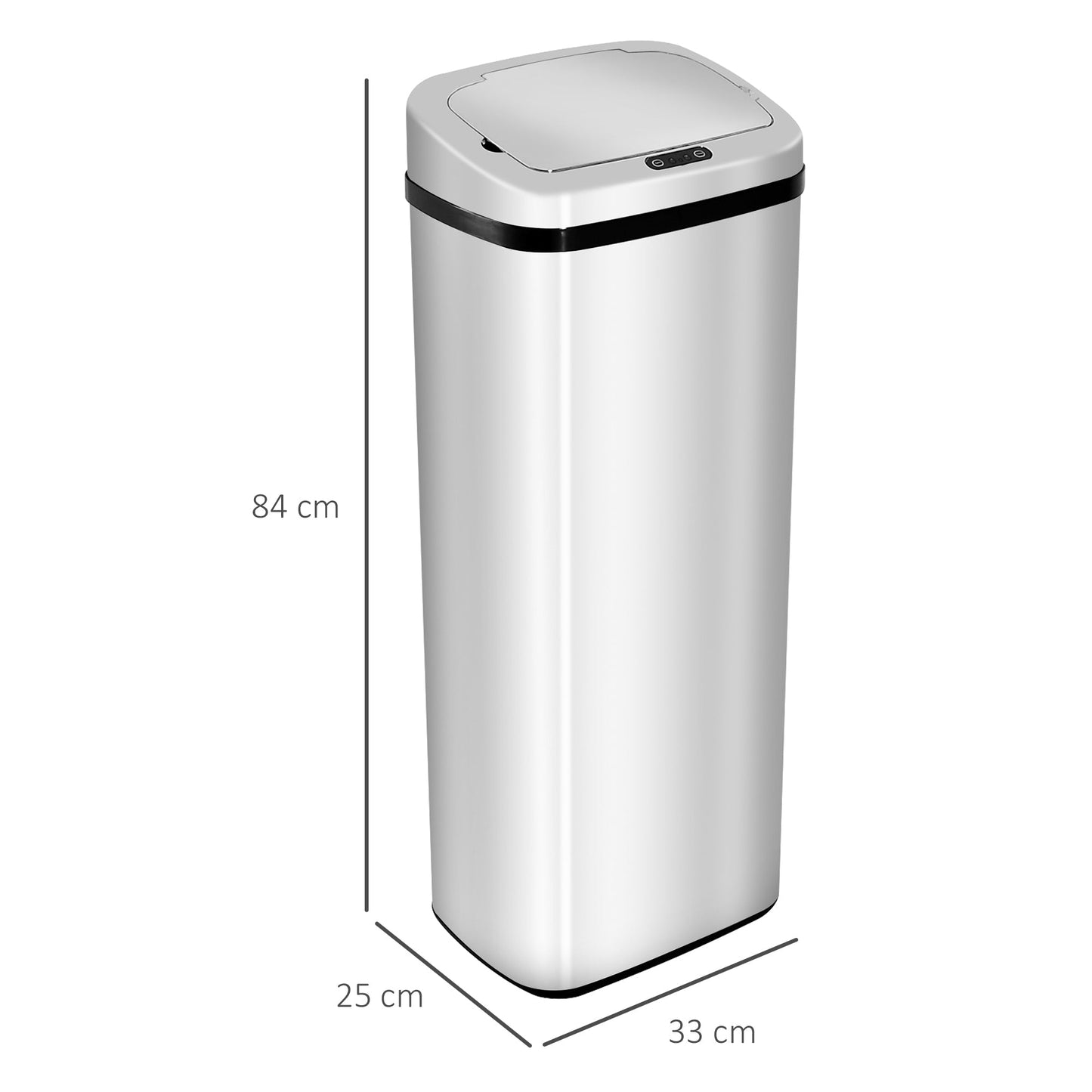 rectangular waste basket in stainless steel with infrared sensor, 50l - Borgè