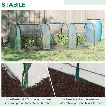 Outsunny Transparent PVC and Steel Tunnel Greenhouse with Hinged Doors, 295x100x80 cm - Borgè