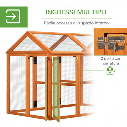 Wooden Chicken Coop with multiple doors | 140x88.5x106cm - Borgè