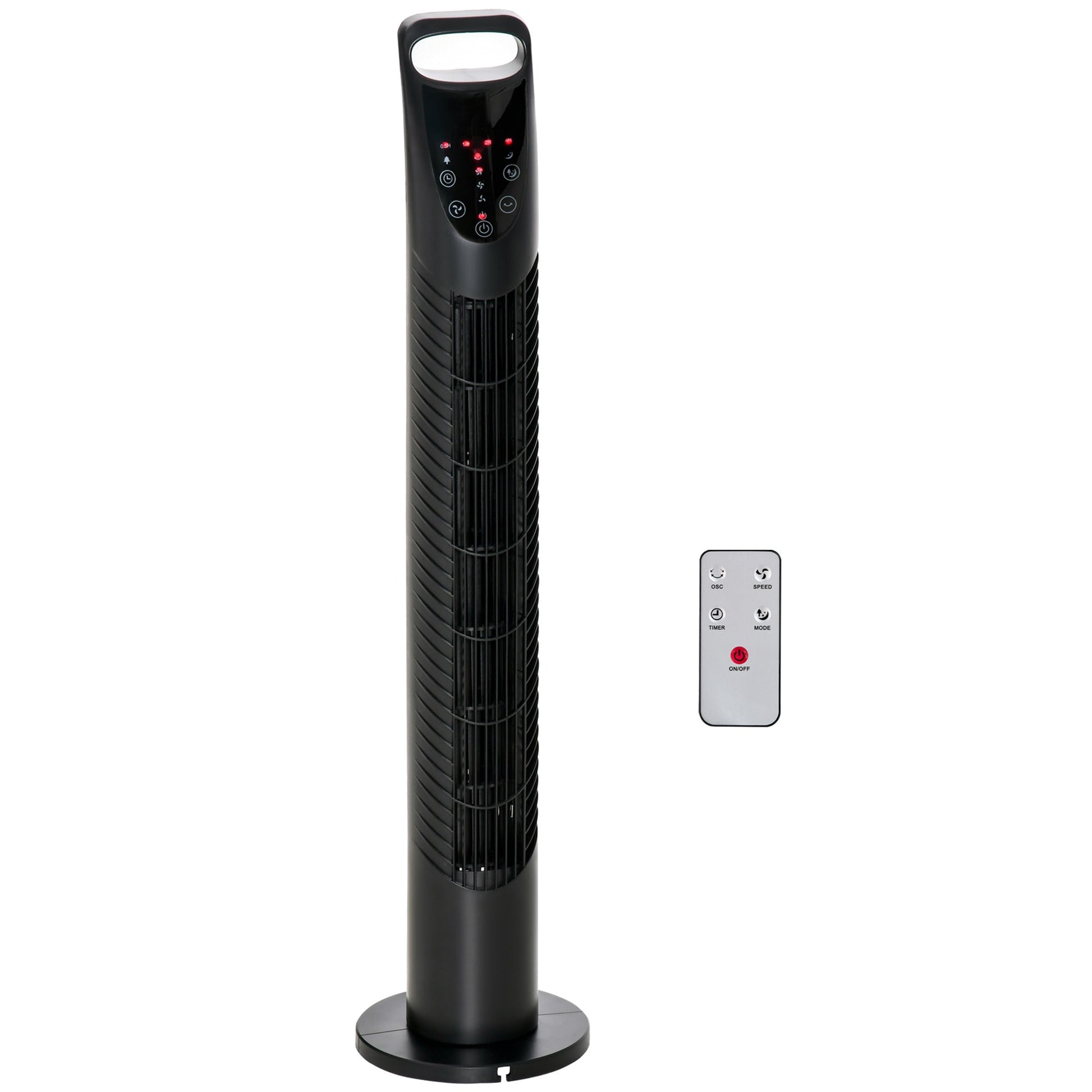 Tower Fan | with remote control 70 ° with 3 modes and 3 speeds, timer 7.5h, 40W black, ф18x78.5cm - Borgè