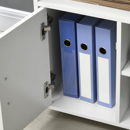 Homcom Cabinet Printer holder with open shelves and wooden locker, 60x50x65.5cm, white - Borgè