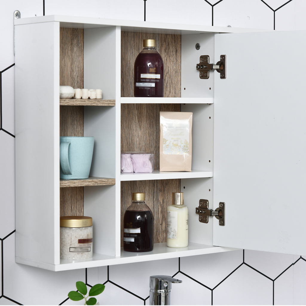 Homcom cabinet with mdf mirror and chipboard with 3 side shelves and internal adjustable shelf, 60x14.5x49.4 cm - Borgè