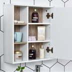 Homcom cabinet with mdf mirror and chipboard with 3 side shelves and internal adjustable shelf, 60x14.5x49.4 cm - Borgè