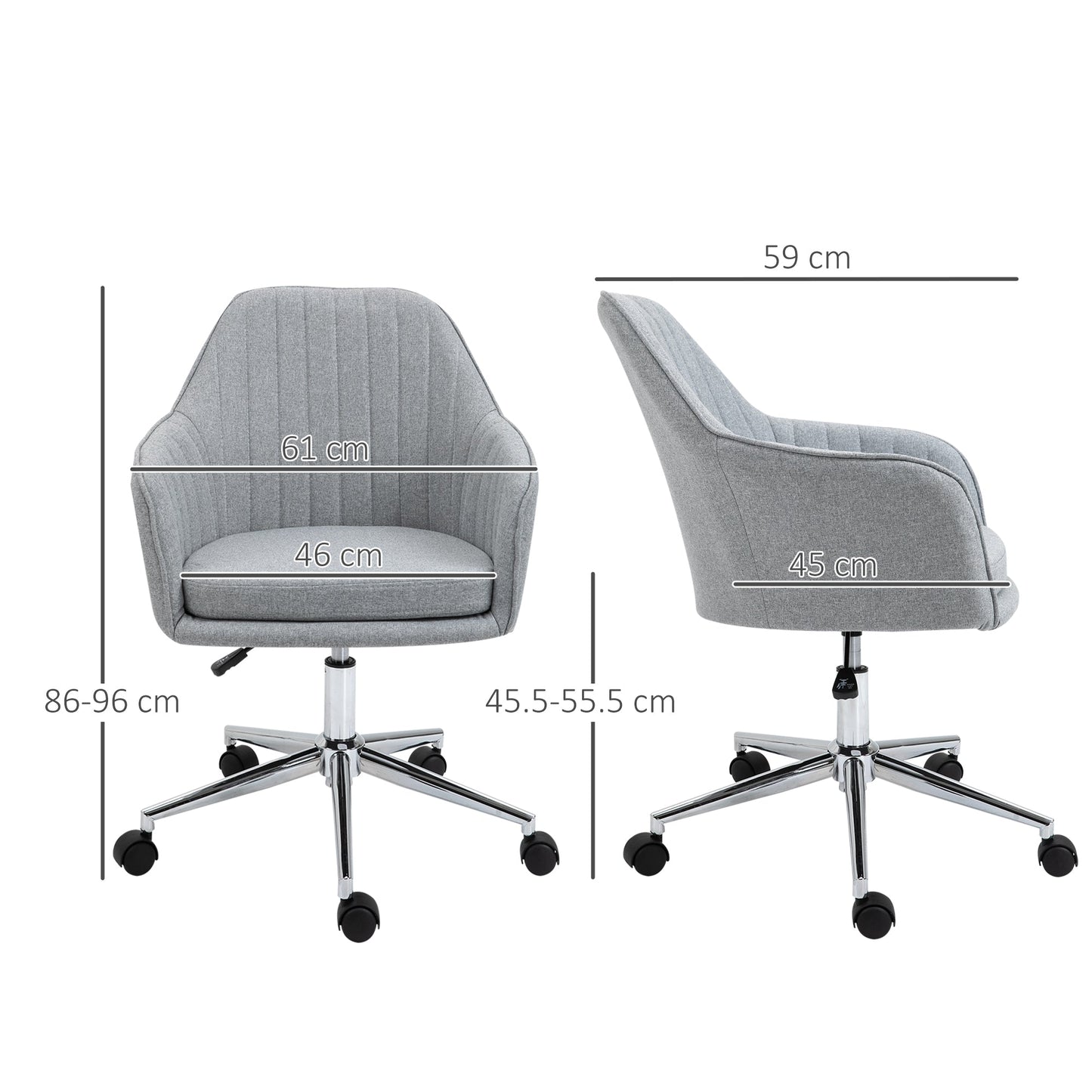 Vash office chair in fabric with swivel seat and adjustable height, light Grey - Borgè