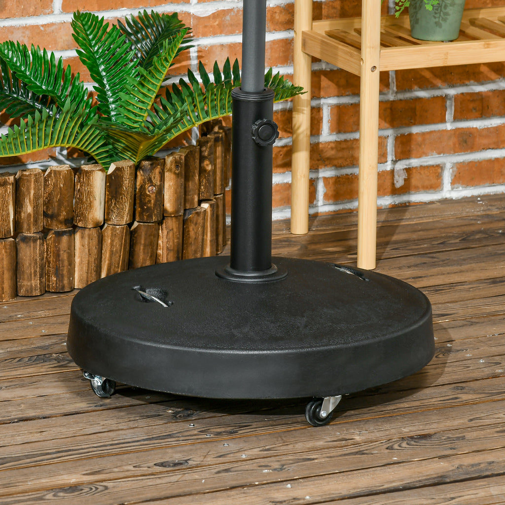 Outsunny base for 23.5kg umbrella with 2 crank and wheels, resin and steel, Ã˜53x41 cm, black - Borgè