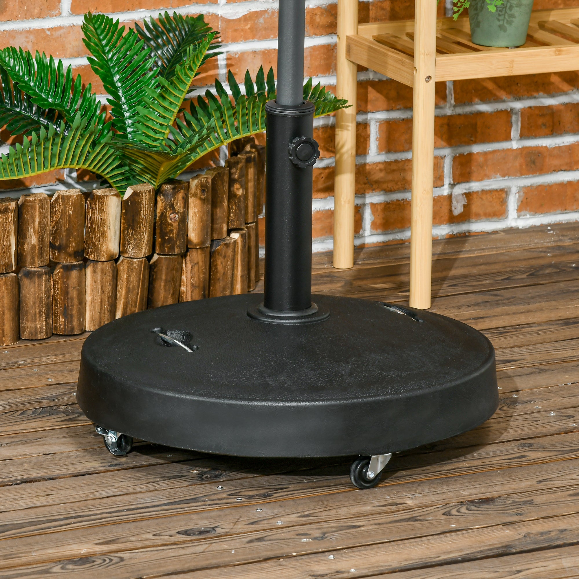 Outsunny base for 23.5kg umbrella with 2 crank and wheels, resin and steel, Ã˜53x41 cm, black - Borgè