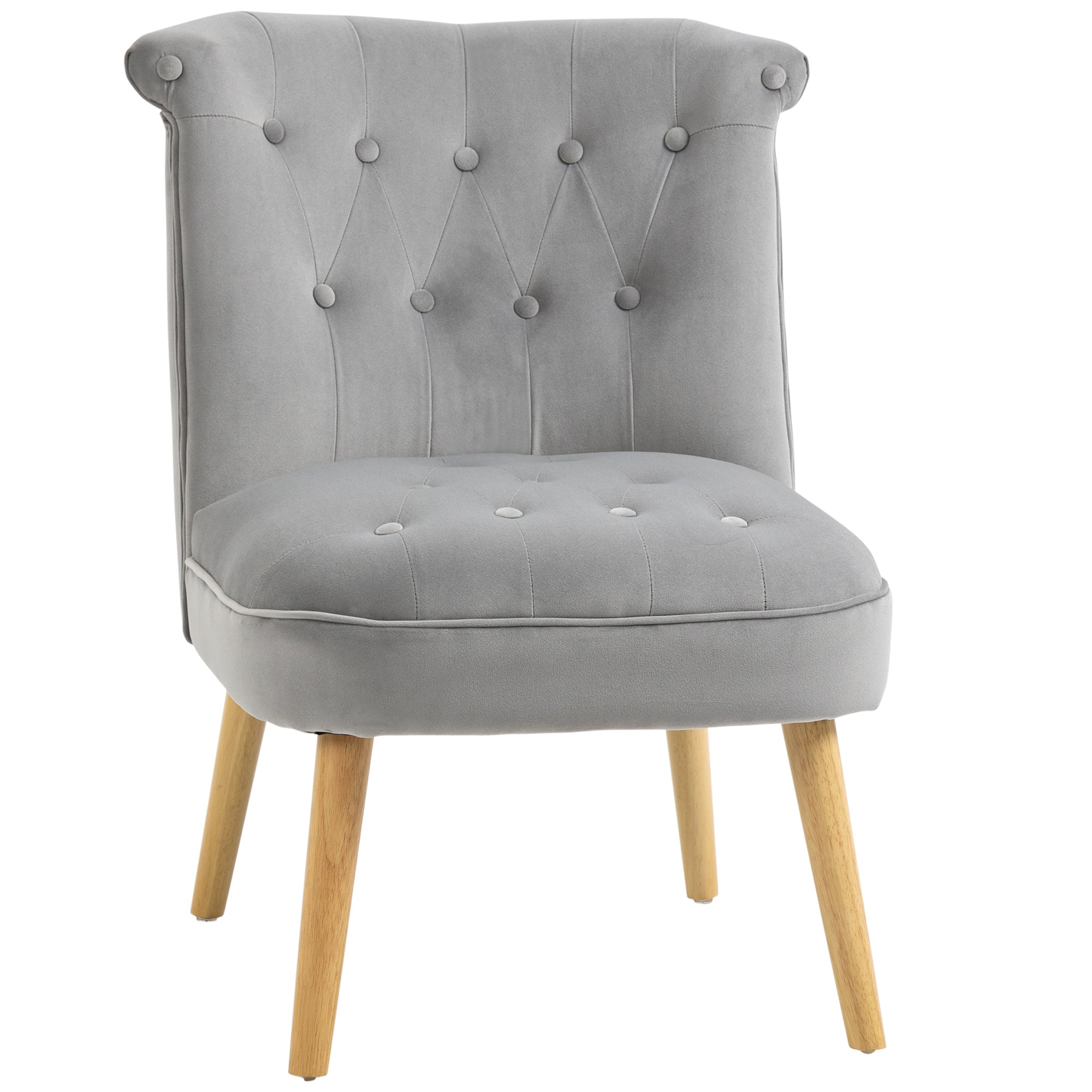 Modern chair for living room and dining room with padded seat and velvety fabric, 60x66x79 cm, Grey - Borgè