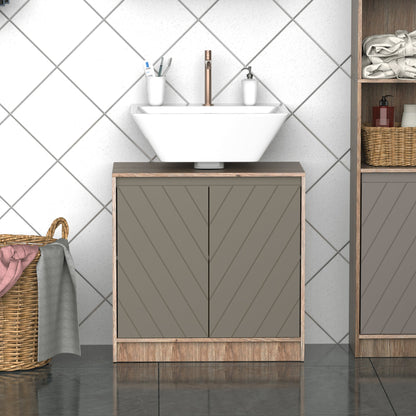 Sottolavabo cabinet in MDF with labor for sink with 2 adjustable shelves and 2 60 x 30 x 60cm - Borgè