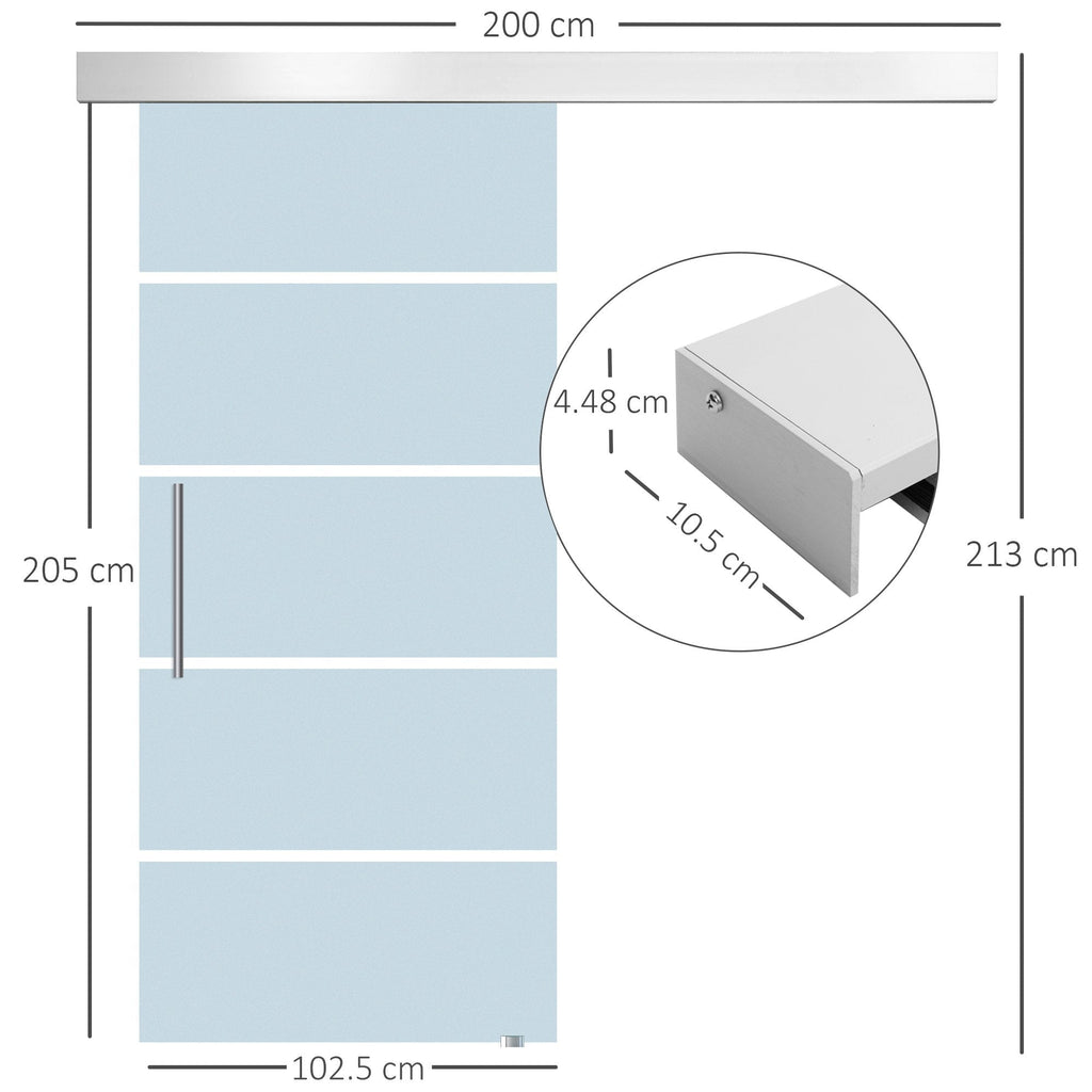 Sliding Glass Sliding Glass with 4 transparent stripes, 102.5x205cm - Borgè