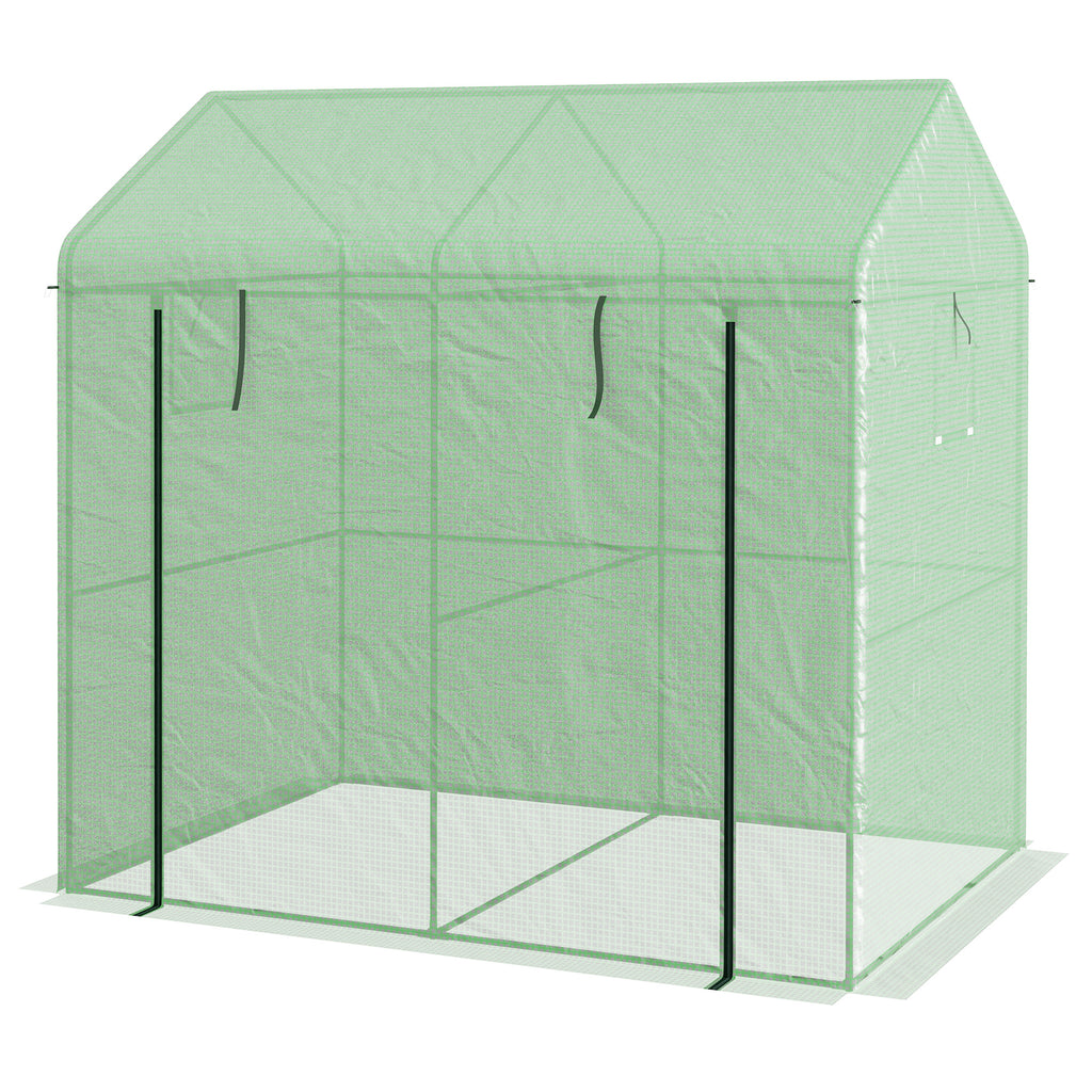 Outsunny Serra in Casetta with 2 sections with door and roller shutters, in steel and PE, 200x140x200 cm, green - Borgè