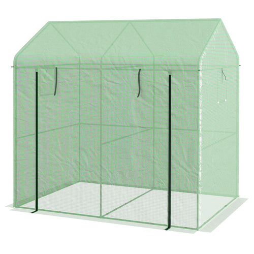 Outsunny Serra in Casetta with 2 sections with door and roller shutters, in steel and PE, 200x140x200 cm, green - Borgè