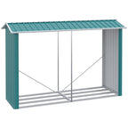 Woodshed with Galvanized Steel Frame and Raised Base, 240x 86x160cm, Green - Borge' Group Limited