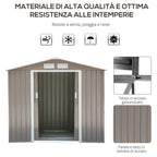 Outsunny Garden House Gate Glast Loan Utensils with sliding doors, 213x130x185cm, Grey - Borgè