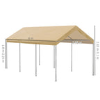 Steel and PE Garden Tent for Small and Medium Cars, 600x295x265-310 cm, Beige - Borge' Group Limited
