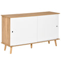 Mobile with adjustable shelves and sliding doors - white oak - Borgè