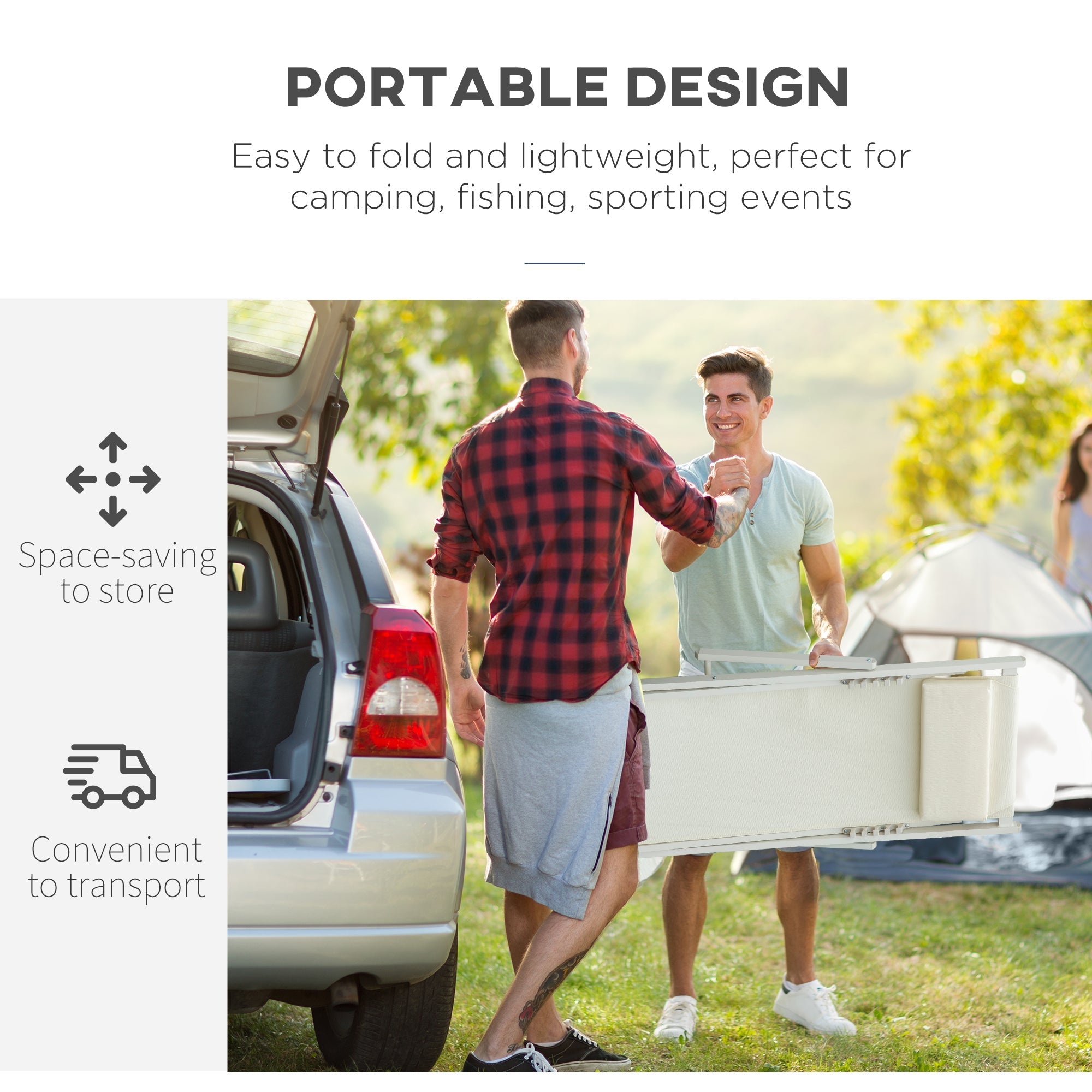 Set of 2 Folding and Reclining Outdoor Deck Chairs in Aluminum, 96.5x58x91.5 cm, Beige - Borge' Group Limited